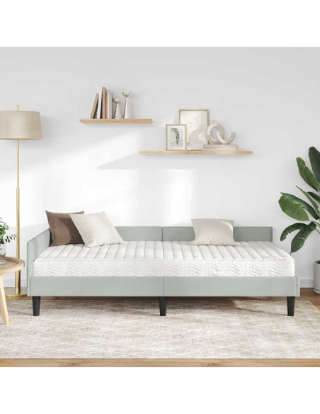 Struttura Letto Angolare con Materasso 2 pcs Grigio chiaro