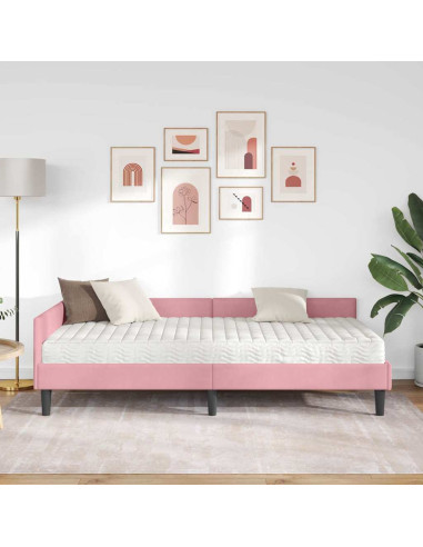 Struttura Letto Angolare con Materasso 2 pcs Grigio Velluto