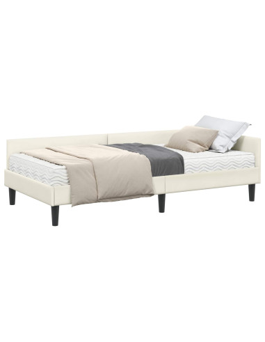 Struttura Letto Angolare con Materasso 2 pcs Crema Velluto