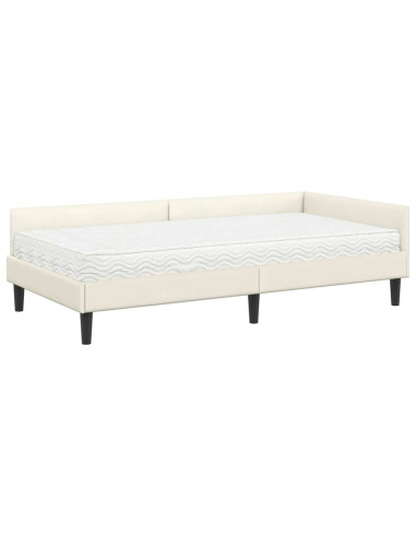 Struttura Letto Angolare con Materasso 2 pcs Crema Velluto