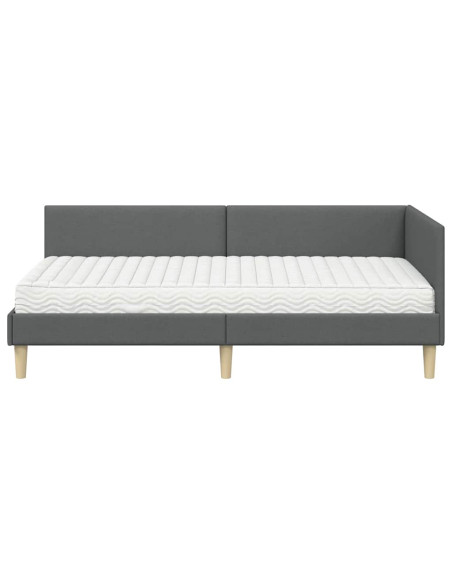 Struttura Letto Angolare con Materasso 2 pcs Grigio Tessuto