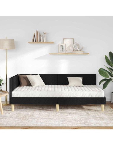 Struttura Letto Angolare con Materasso 2 pcs Verde Tessuto