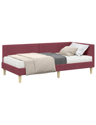 Struttura Letto Angolare con Materasso 2 pcs Grigio Tessuto