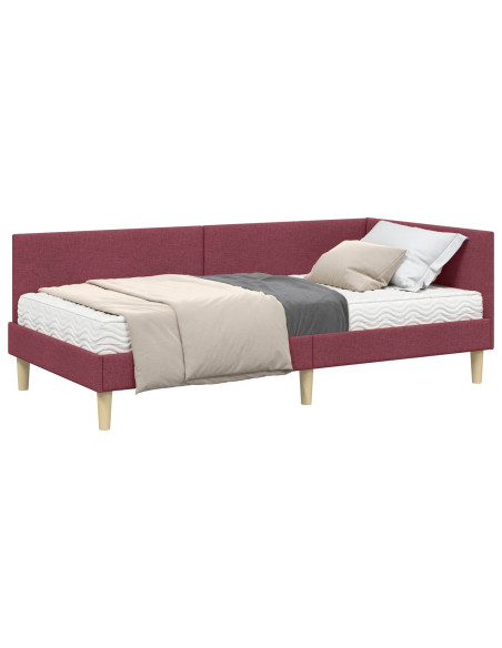 Struttura Letto Angolare con Materasso 2 pcs Grigio Tessuto