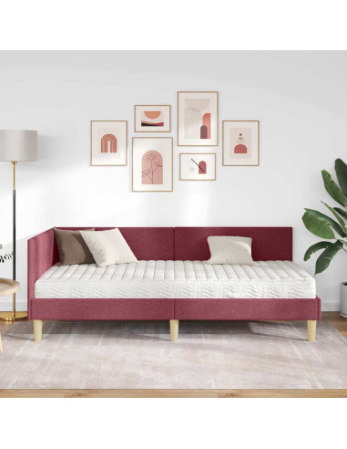 Struttura Letto Angolare con Materasso 2 pcs Grigio Tessuto