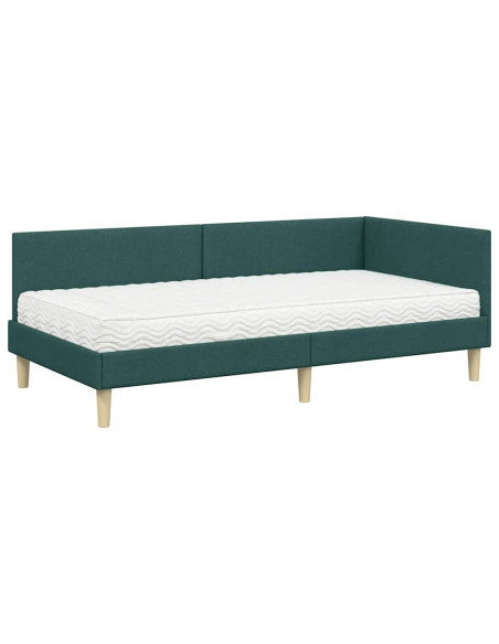 Struttura Letto Angolare con Materasso 2 pcs Verde Tessuto