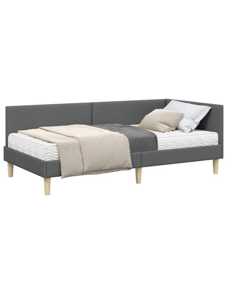 Struttura Letto Angolare con Materasso 2 pcs Grigio Tessuto