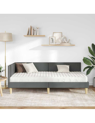 Struttura Letto Angolare con Materasso 2 pcs Grigio Tessuto