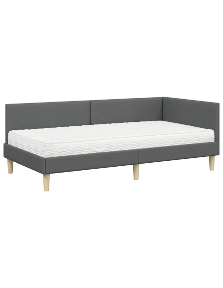 Struttura Letto Angolare con Materasso 2 pcs Grigio Tessuto