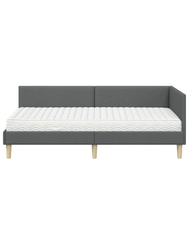 Struttura Letto Angolare con Materasso 2 pcs Grigio Tessuto