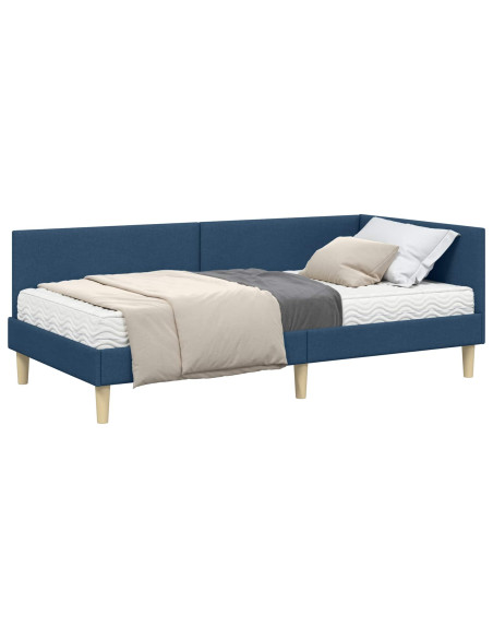 Struttura Letto Angolare con Materasso Altro 2 pz Blu Tessuto