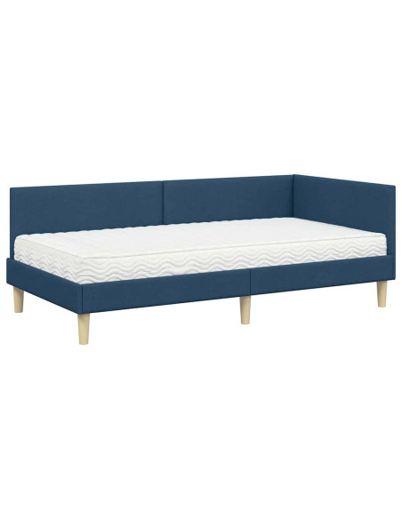Struttura Letto Angolare con Materasso Altro 2 pz Blu Tessuto