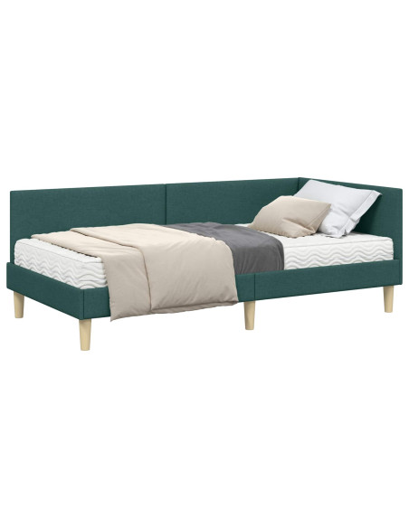 Struttura Letto Angolare con Materasso 2 pcs Verde Tessuto