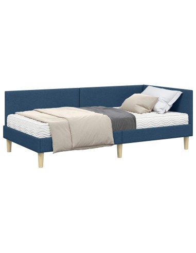 Struttura Letto Angolare con Materasso Altro 2 pcs Blu Tessuto