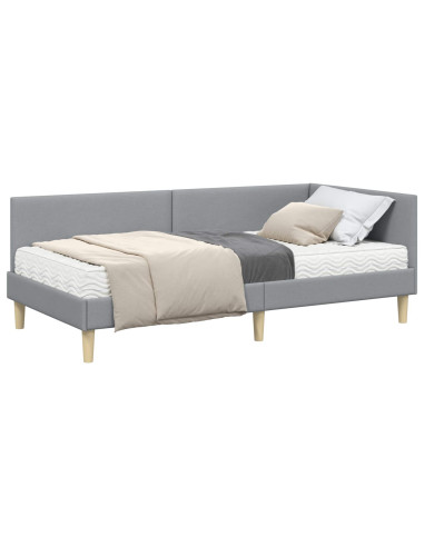 Struttura Letto Angolare con Materasso 2 pcs Grigio chiaro