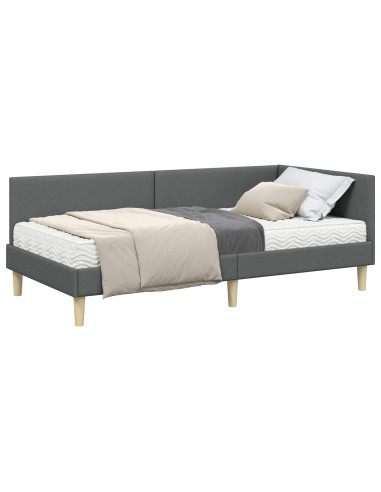 Struttura Letto Angolare con Materasso 2 pcs Grigio Tessuto