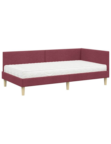 Struttura Letto Angolare con Materasso 2 pcs Grigio Tessuto