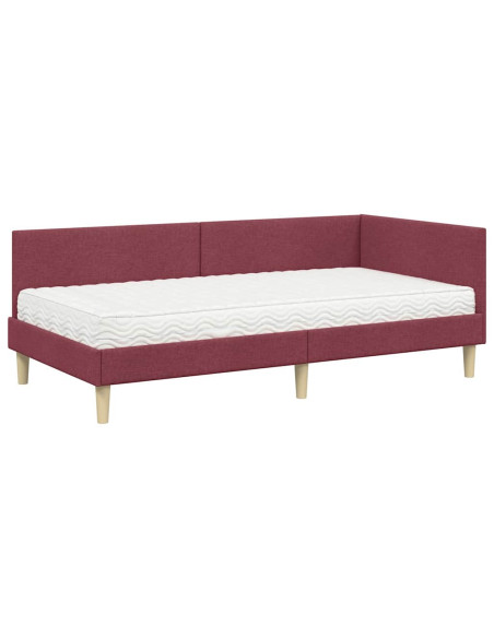 Struttura Letto Angolare con Materasso 2 pcs Grigio Tessuto