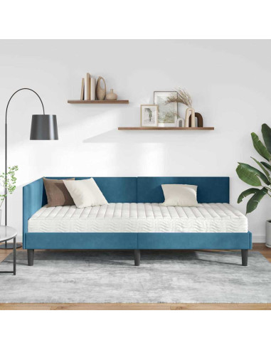 Struttura Letto Angolare con Materasso Altro 2 pcs Blu Velluto