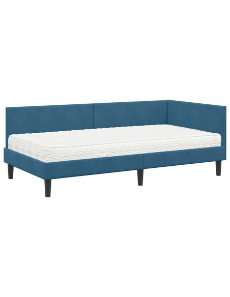 Struttura Letto Angolare con Materasso Altro 2 pcs Blu Velluto