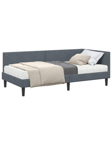 Struttura Letto Angolare con Materasso 2 pcs Grigio Velluto