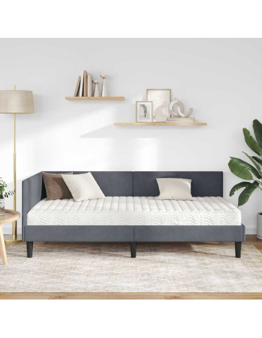 Struttura Letto Angolare con Materasso 2 pcs Grigio Velluto