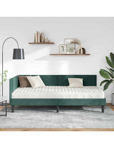 Struttura Letto Angolare con Materasso 2 pcs Verde Velluto