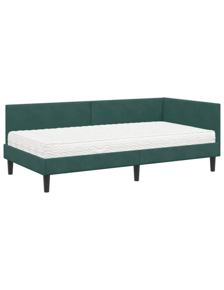 Struttura Letto Angolare con Materasso 2 pcs Verde Velluto