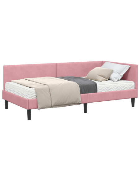 Struttura Letto Angolare con Materasso 2 pz Grigio Velluto