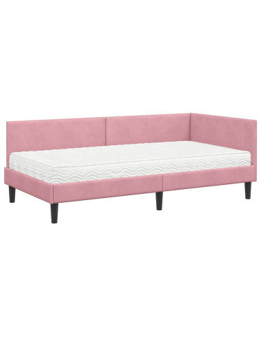 Struttura Letto Angolare con Materasso 2 pz Grigio Velluto