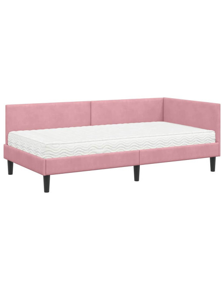 Struttura Letto Angolare con Materasso 2 pz Grigio Velluto