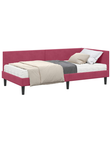 Struttura Letto Angolare con Materasso 2 pcs Verde Velluto