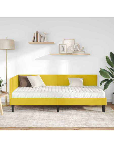 Struttura Letto Angolare con Materasso 2 pcs Giallo Velluto