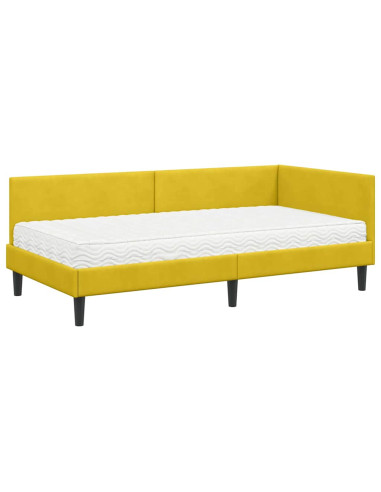 Struttura Letto Angolare con Materasso 2 pcs Giallo Velluto