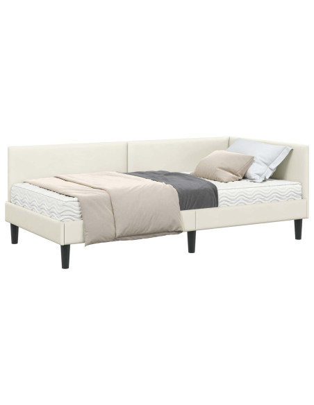Struttura Letto Angolare con Materasso 2 pcs Crema Velluto
