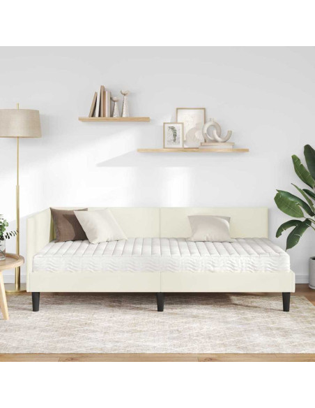 Struttura Letto Angolare con Materasso 2 pcs Crema Velluto