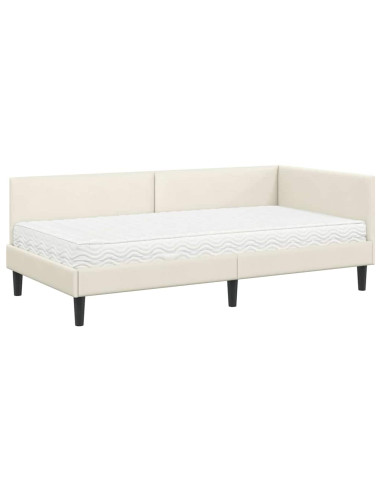 Struttura Letto Angolare con Materasso 2 pcs Crema Velluto