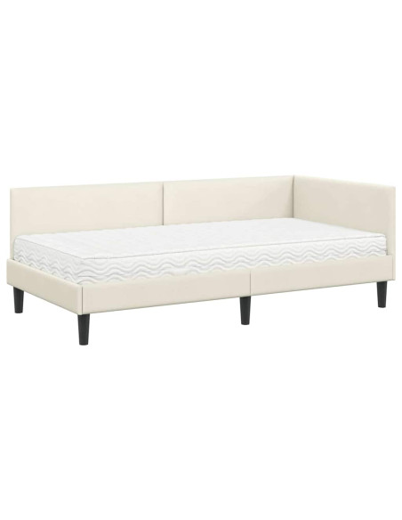 Struttura Letto Angolare con Materasso 2 pcs Crema Velluto