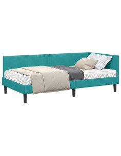 Struttura Letto Angolare con Materasso 2 pcs Turchese Velluto 2