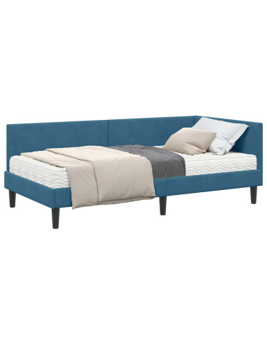 Struttura Letto Angolare con Materasso Altro 2 pcs Blu Velluto
