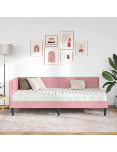 Struttura Letto Angolare con Materasso 2 pcs Grigio Velluto