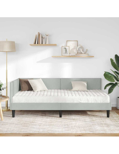Struttura Letto Angolare con Materasso 2 pcs Grigio chiaro