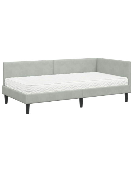 Struttura Letto Angolare con Materasso 2 pcs Grigio chiaro