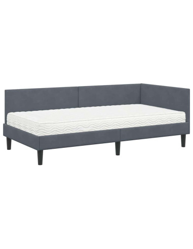 Struttura Letto Angolare con Materasso 2 pcs Grigio Velluto