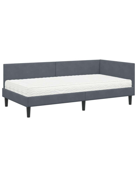 Struttura Letto Angolare con Materasso 2 pcs Grigio Velluto