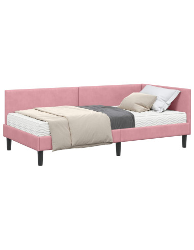 Struttura Letto Angolare con Materasso 2 pz Grigio Velluto