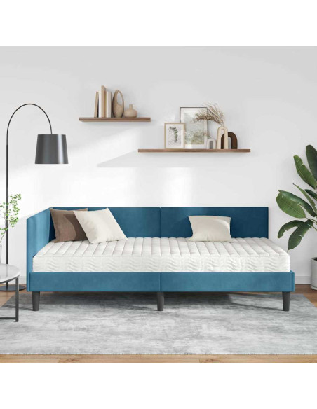 Struttura Letto Angolare con Materasso Altro 2 pcs Blu Velluto