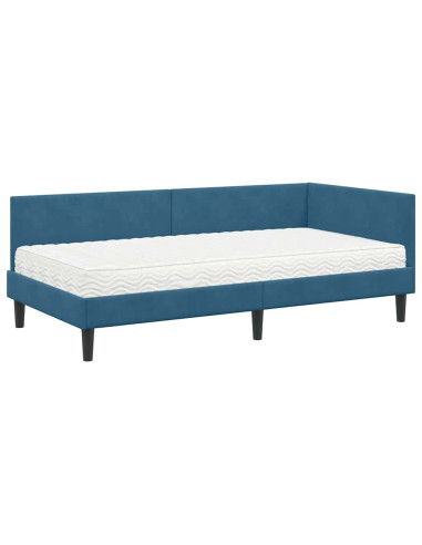 Struttura Letto Angolare con Materasso Altro 2 pcs Blu Velluto