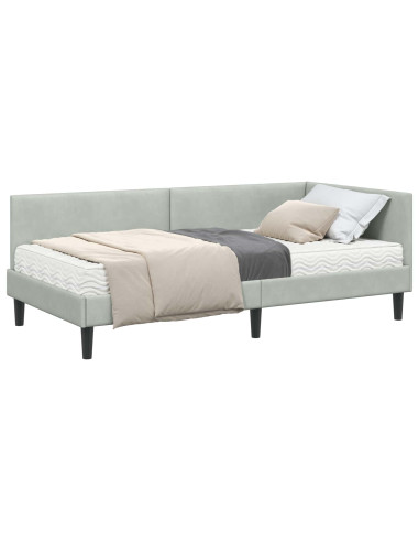 Struttura Letto Angolare con Materasso 2 pcs Grigio chiaro