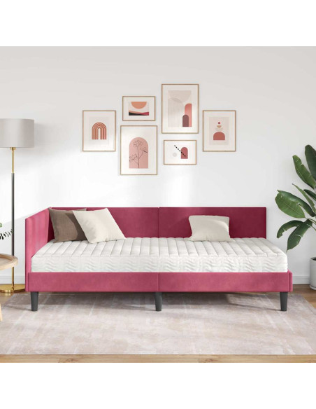 Struttura Letto Angolare con Materasso 2 pcs Verde Velluto